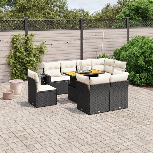 vidaXL 9-dijelni set vrtnih sofa s jastucima crni od poliratana Cijene