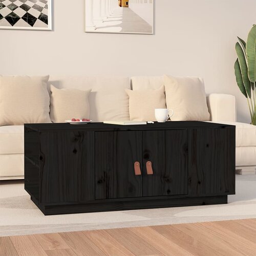 VidaXL Stolić za kavu crni 100 x 50 x 41 cm od masivne borovine Slike