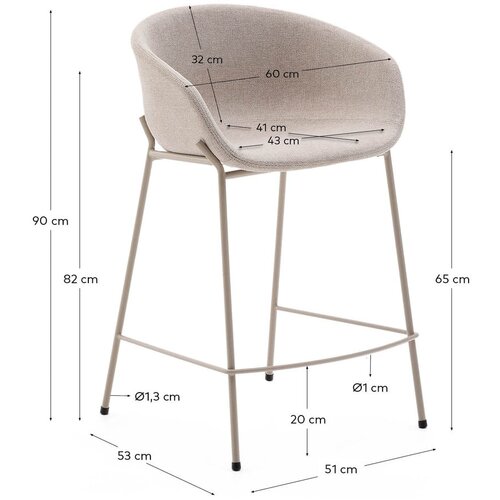 Kave Home Bež barska stolica (visine sjedala 65 cm) Yvette &amp;ndash; Slike
