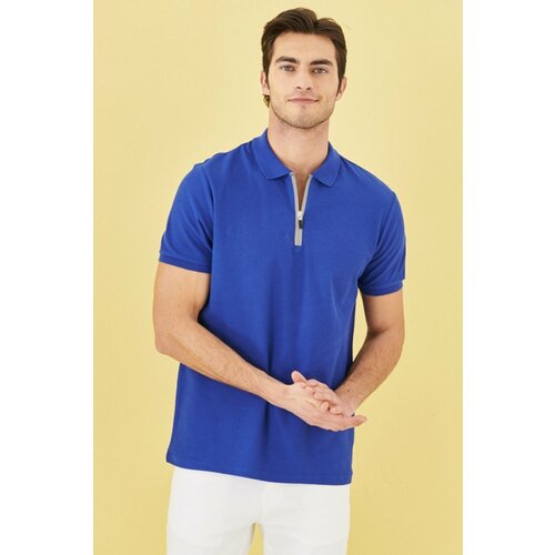 ALTINYILDIZ CLASSICS Men's Saxon Blue Slim Fit Slim Fit Polo Neck Cotton T-Shirt. Slike