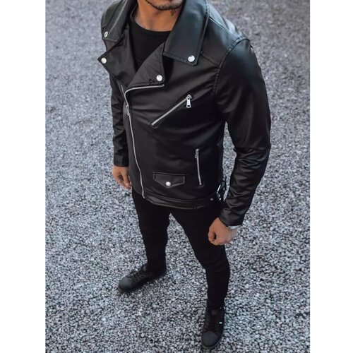 DStreet Black men's leather jacket TX4081 Slike