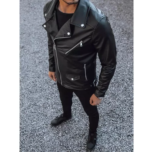 DStreet Black men's leather jacket TX4081