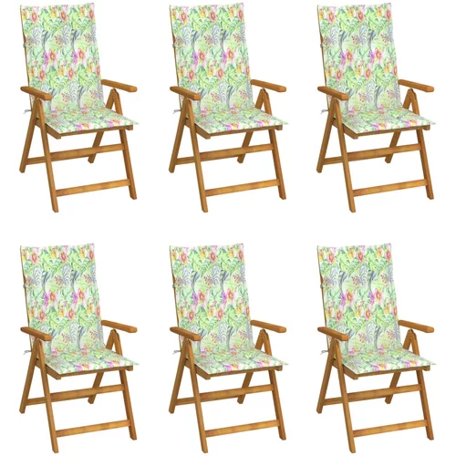  sklopive vrtne stolice s jastucima 6 kom masivno bagremovo drvo