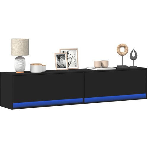 vidaXL Zidni TV ormarić s LED svjetlima crni 180x31x38 cm Cijene
