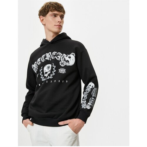 Koton Printed Back Sweatshirt Hooded Skull Theme Relaxed Fit Slike