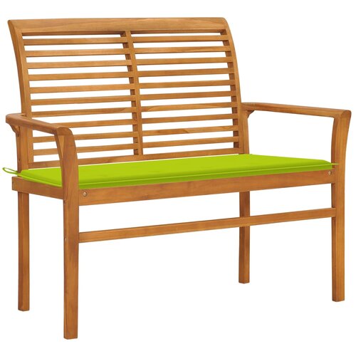 VidaXL Vrtna klop s svetlo zeleno blazino 112 cm trdna tikovina, (20660234) Slike