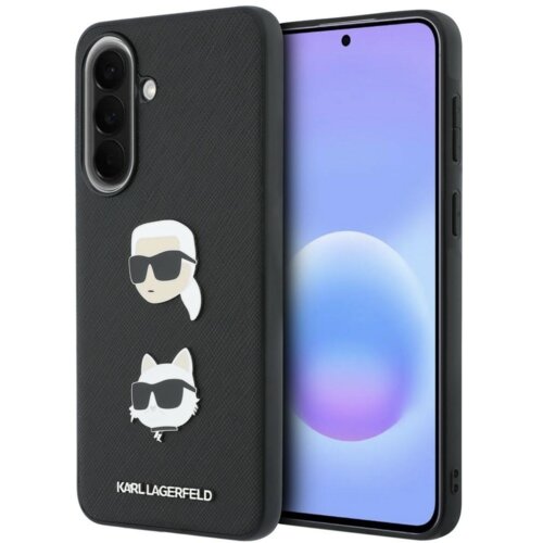 Karl Lagerfeld Originalen ovitek Samsung Galaxy A37 - Heads Pins&Logo, Saffiano - črna za&scaron;čita - KLHCSA37PSFDHPOK Cene