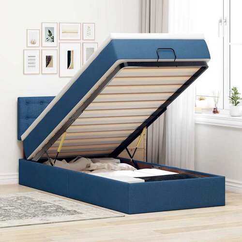  Otomanski krevet s madracem i LED plavi 90x200 cm tkanine Cene