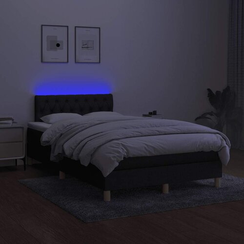  Krevet box spring s madracem LED crni 120 x 190 cm od tkanine Slike