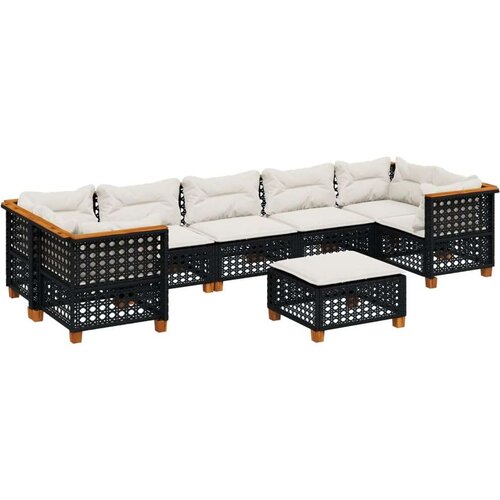  8-dijelni set vrtnih sofa od poliratana s jastucima crni Slike