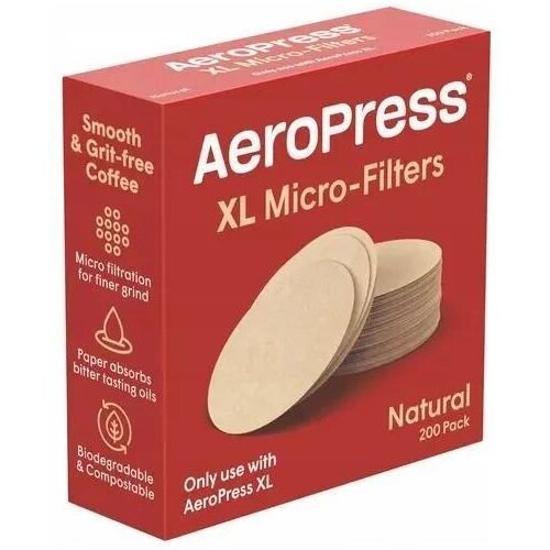 Aeropress paper coffee filters, natural, XL 200 pieces Slike