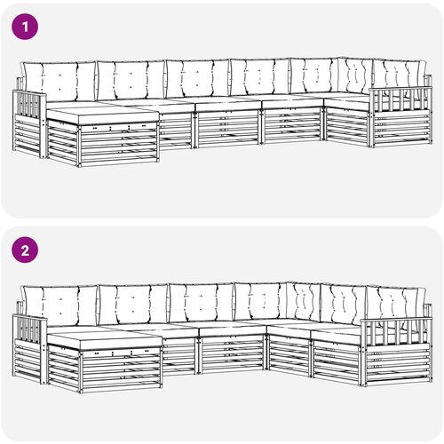  Set vanjskih sofa 7 kom. Bijela i bež Smeđa 406 x 168,5 x 73 cm Slike