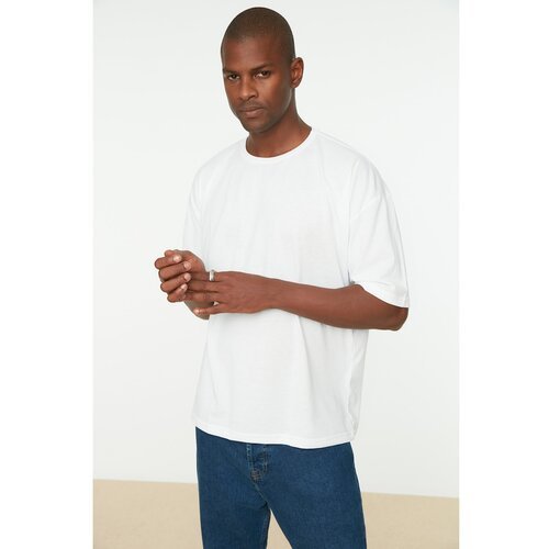 Trendyol White Men's Basic Crew Neck Oversize Short Sleeve T-Shirt Slike