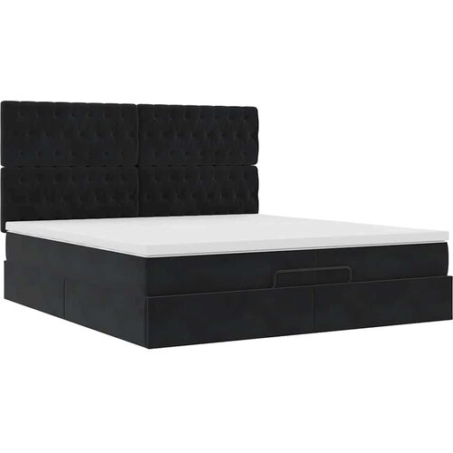 vidaXL Otomanski posteljni okvir z vzmetnicami črn 200x200cm žamet Cene