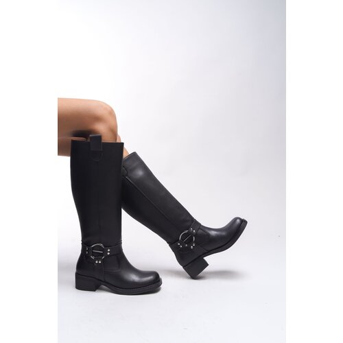 Riccon Thefrila Women's Knee-High Biker Boots 00123024 Black Skin Slike