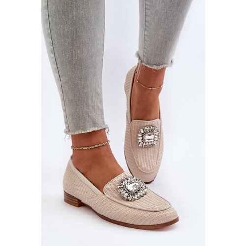 S. BARSKI Women&amp;#039;s Flat Heel Loafers with Buckle Beige D&amp;amp;A Slike