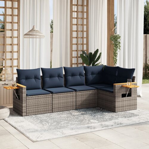 vidaXL 5-dijelni set vrtnih sofa od poliratana s jastucima sivi Cijene