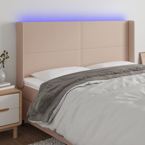  LED uzglavlje boja cappuccina 183x16x118/128cm od umjetna koža Cijene