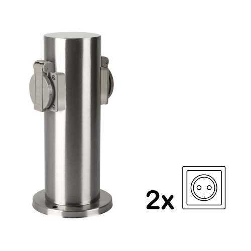  Brilagi - Spolja&amp;scaron;nji stub sa utičnicama PILLAR 2Z SCHUKO 230V IP44 mat hrom Slike