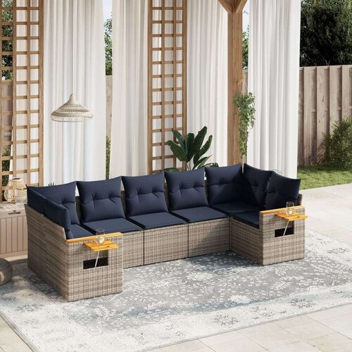 vidaXL 7-dijelni set vrtnih sofa od poliratana s jastucima sivi Cijene