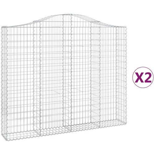  Lučne gabionske ko&amp;scaron;are 2 kom 200x30x160/180cm pocinčano željezo Slike