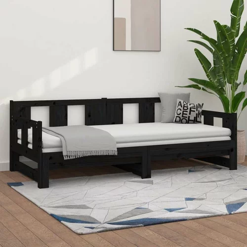  Izvlečna dnevna postelja črna trdna borovina 2x(90x190) cm, (20726578)