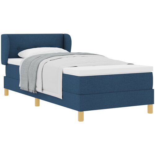 vidaXL Box Spring postelja s vzmetnico v modri barvi, 90x200 cm, tkanina Cene
