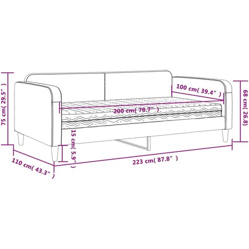 VidaXL Dnevni krevet s madracem smeđesivi 100 x 200 cm od tkanine Slike