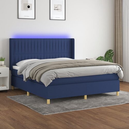  Krevet box spring s madracem LED plavi 180x200 cm od tkanine Cene