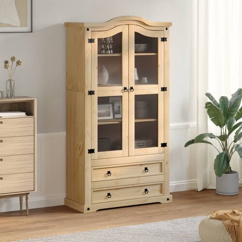  Vitrina sa staklom Corona 99x43x187 cm masivna borovina Slike