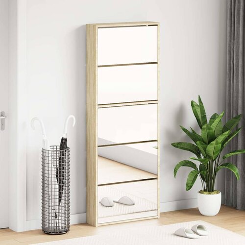 Ormarić za cipele s 5 razina i ogledalom 63x17x169,5 cm hrast Cijene