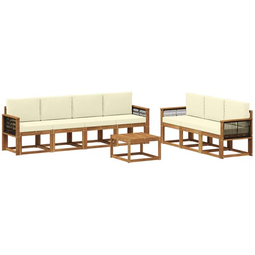 vidaXL Zunanja garnitura za sedenje z blazino 7 pcs Naravna in smetana, (5000280849) Cene