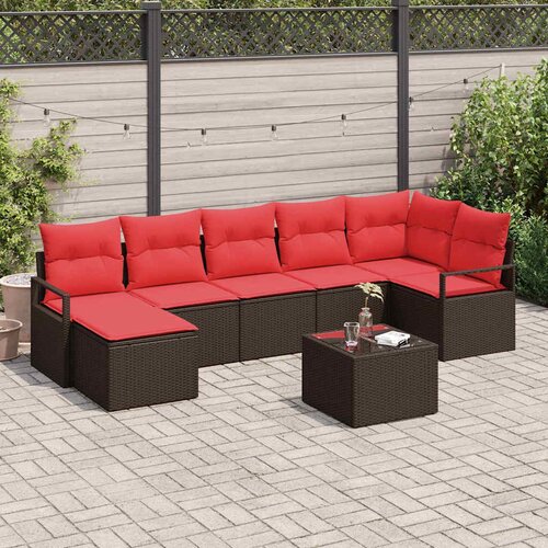 Set sofe s jastukom s pohranom 8 pcs Smeđa i crvena poliratan Cijene