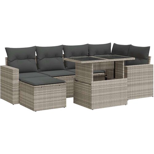 vidaXL 7-dijelni set vrtnih sofa svjetlosivi od poliratana Cijene