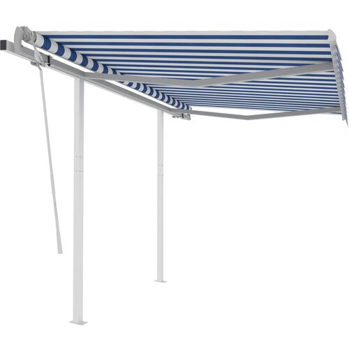 VidaXL tenda na ručno uvlačenje sa stupovima 3 x 2,5 m plavo-bijela Slike