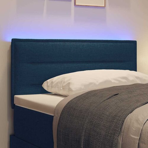  LED glava kreveta s LED trakama Plava 90 cm tkanina Slike