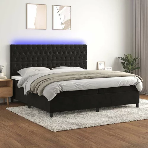  Box spring postelja z vzmetnico LED črna 200x200 cm žamet, (20761119)