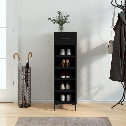 The Living Store Omarica za čevlje črna 30x35x105 cm inženirski les - Omarica Za Čevlje, (21429385) Slike