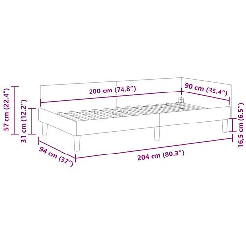 VidaXL krevetni okvir sa kutnim dizajnom svjetlosiva 90 x 200 cm Slike