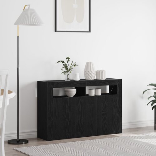 VidaXL Sideboard Crni hrast Inženjersko drvo 116 x 30 x 75 cm Slike