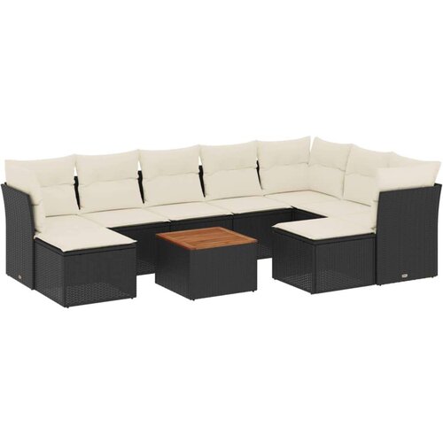 vidaXL 10-dijelni set vrtnih sofa s jastucima crni od poliratana Cijene