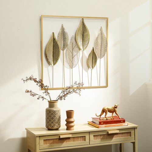 HOMCOM kovinska stenska dekoracija kovina 70D x 2,5&amp;Scaron; x 70V cm zlato, (5000242325) Slike