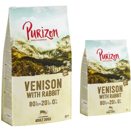 Purizon 12 + 2 gratis! 14 kg - Adult divljač s kunićem