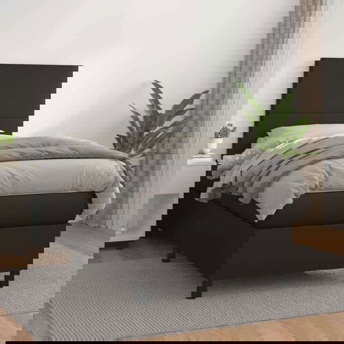  Box spring postelja z vzmetnico črn 100x200 cm umetno usnje, (20790393) Slike