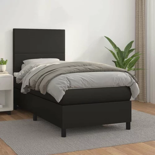  Box spring postelja z vzmetnico črn 100x200 cm umetno usnje, (20790393)