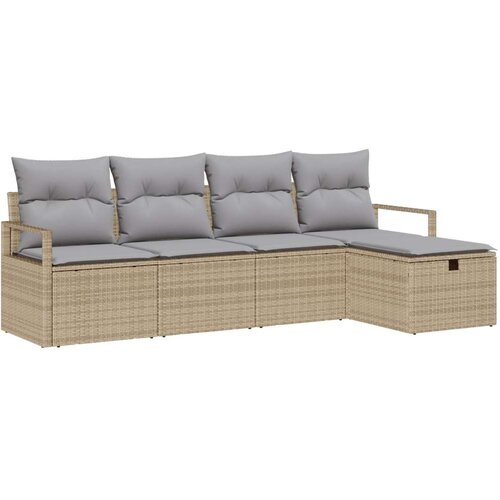  Set vrtnog kauča od 5 dijelova s jastucima Bež poliratan  dvosed vrtni kauč s jastucima Bež poliratan Cijene