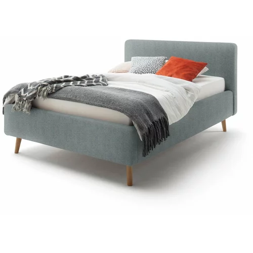 Meise Möbel Plavi/sivi tapecirani bračni krevet s prostorom za pohranu s podnicom 140x200 cm Mattis –