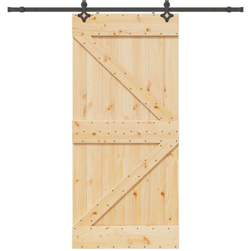VidaXL Klizna vrata s priborom za montažu 100x210 cm masivna borovina Slike