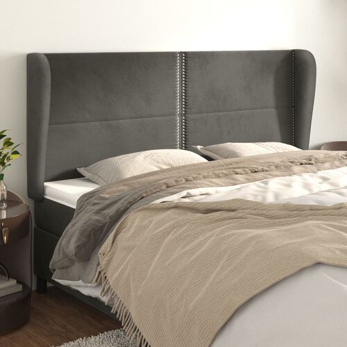 vidaXL Vzglavje z ušesi temno siv 203x23x118/128 cm žamet Cene