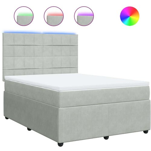 VidaXL Krevet s oprugama i madracem svjetlosivi 140x190 cm bar&amp;scaron;unasti Slike